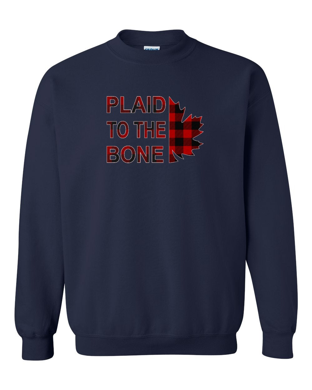 Plaid to the Bone Stacked Leaf Crewneck Sweatshirt - Gildan Canada (sewn Internationally) - Unisex
