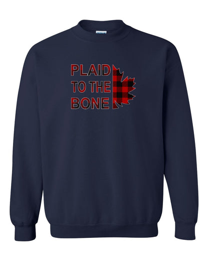 Plaid to the Bone Stacked Leaf Full Crewneck