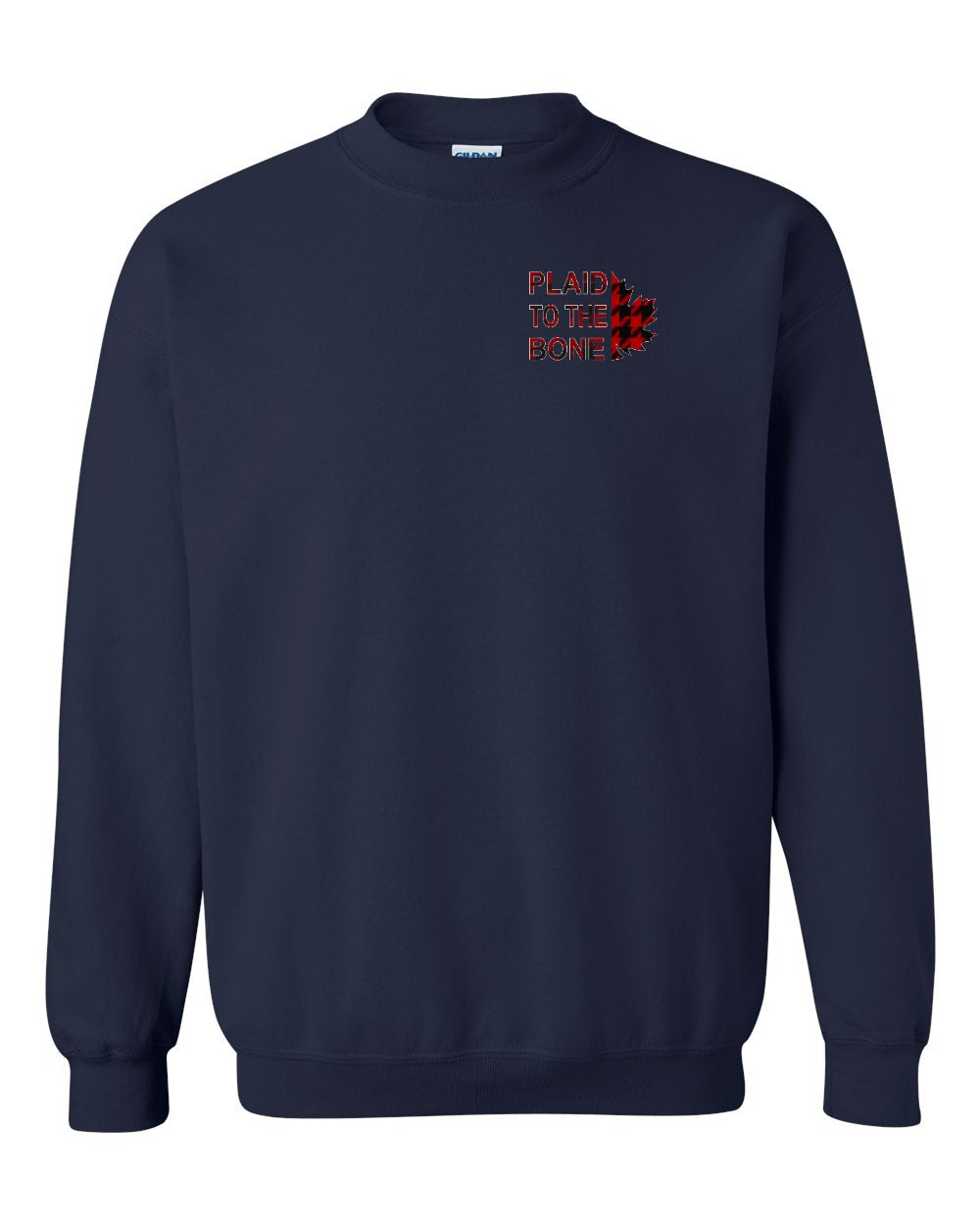 Plaid to the Bone Stacked Leaf Left Chest and Back Crewneck Sweatshirt - Gildan Canada (sewn Internationally) - Unisex