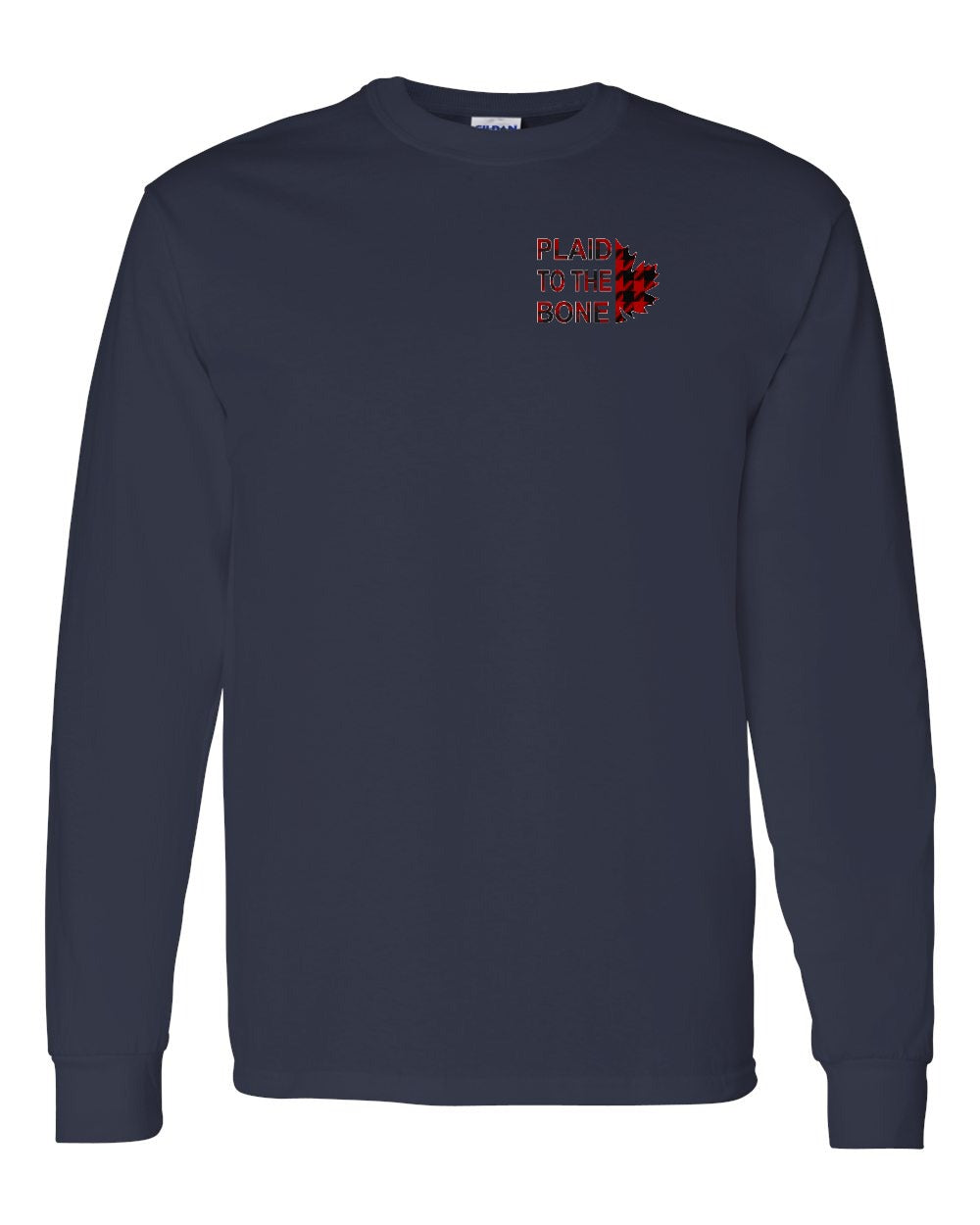 Plaid to the Bone Stacked Leaf Left Chest and Back Long Sleeve