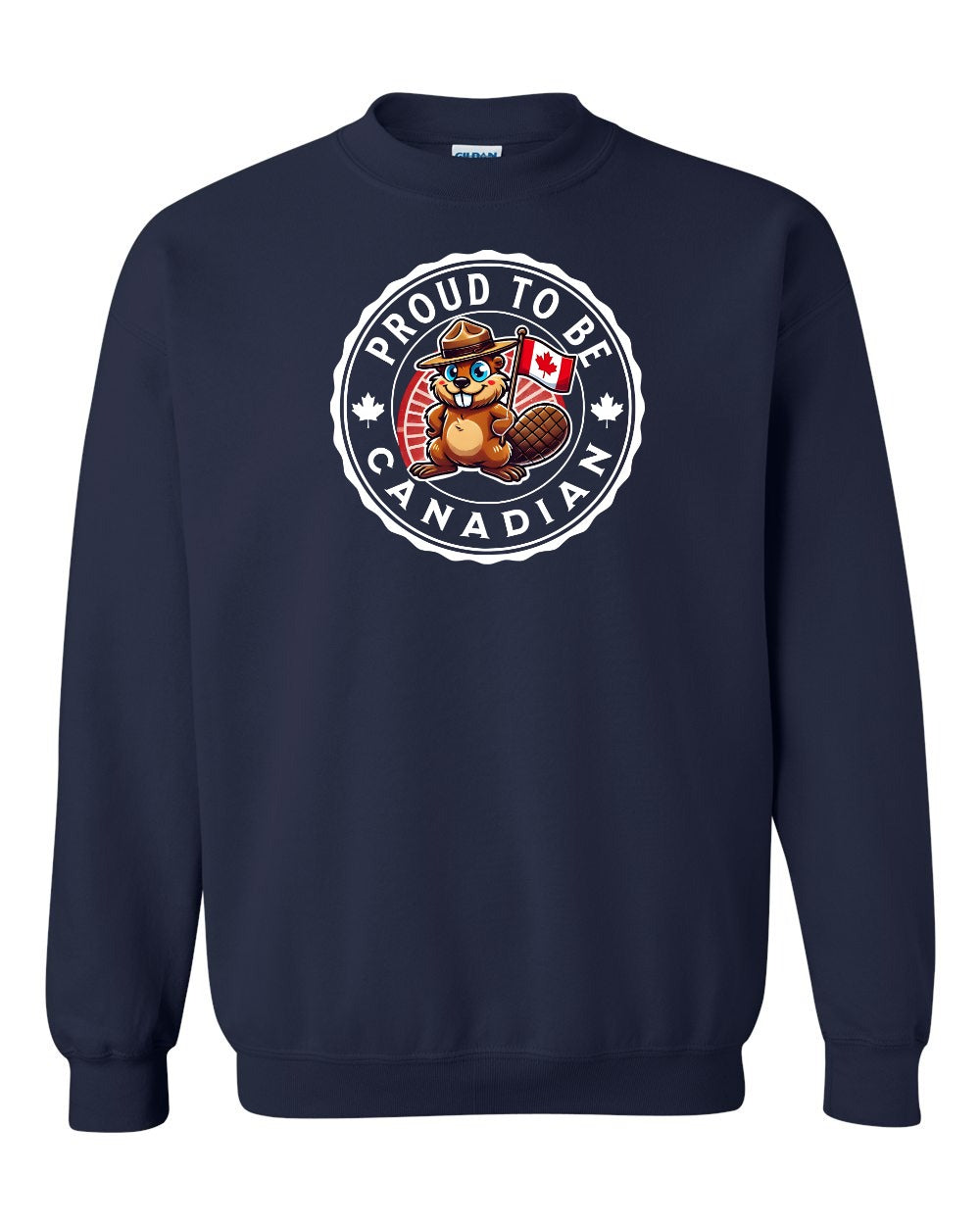 Proud to be Canadian Beaver Crewneck Sweatshirt - Gildan Canada (sewn Internationally) - Unisex