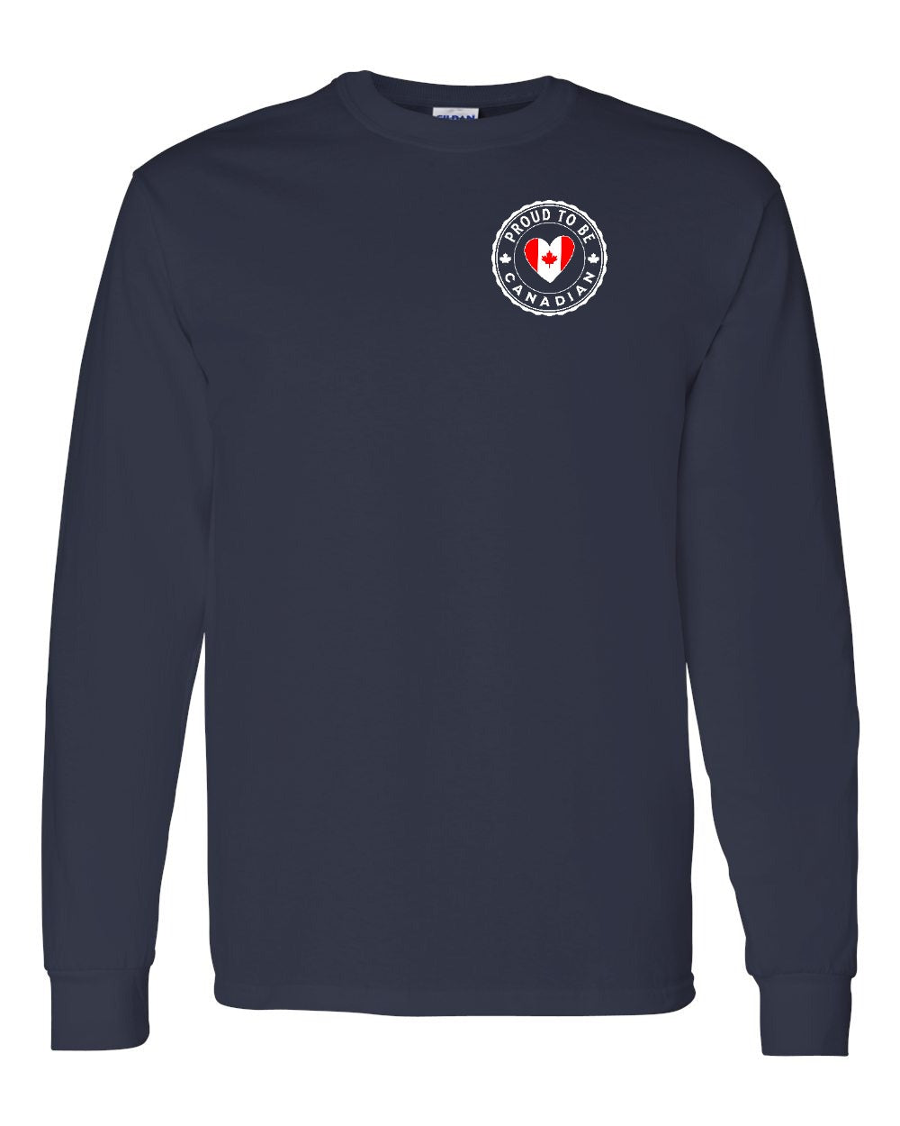 Proud to be Canadian Heart Flag Left Chest Long Sleeve - Gildan Canada (sewn Internationally) - Unisex