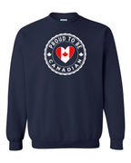 Proud to be Canadian Heart Flag Crewneck Sweatshirt - Gildan Canada (sewn Internationally) - Unisex