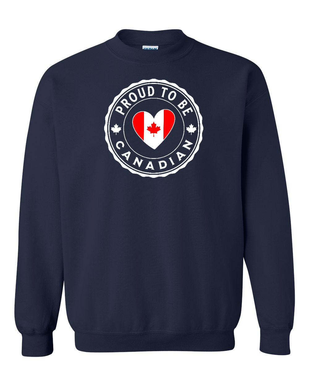 Proud to be Canadian Heart Flag Crewneck Sweatshirt - Gildan Canada (sewn Internationally) - Unisex