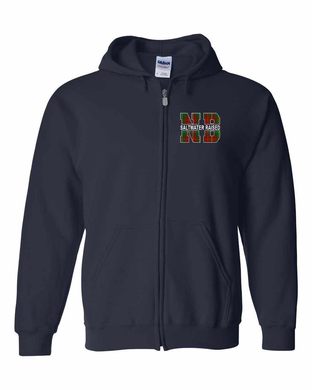 NB Saltwater Raised Left Chest and Back Zip Hoodie Printed NOT STITCHED
