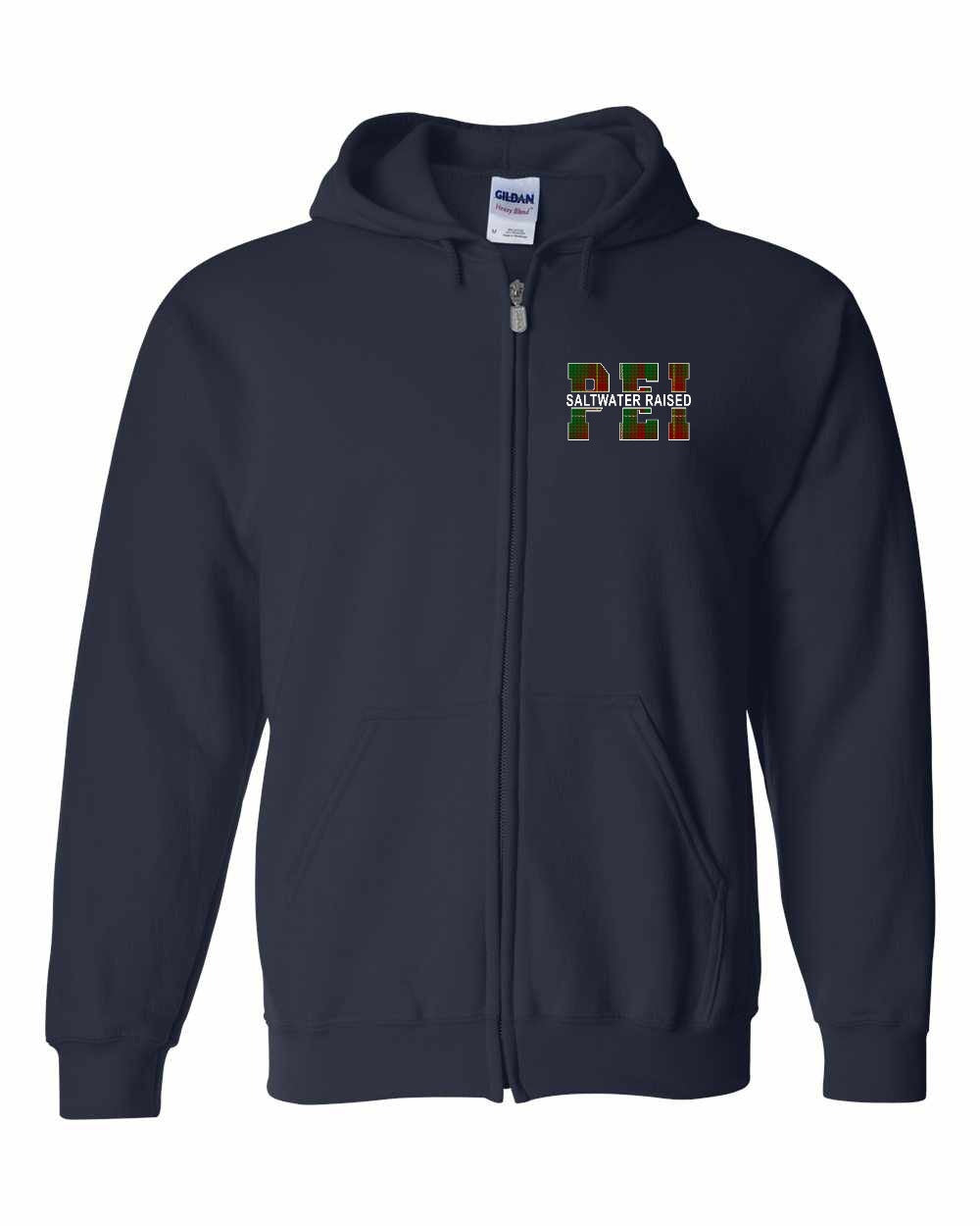PEI Saltwater Raised Left Chest & Back Zip Hoodie - Unisex