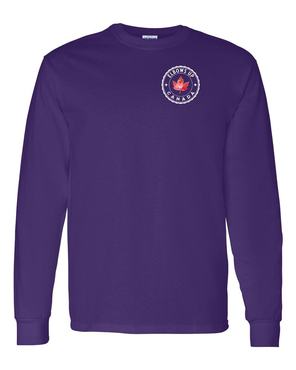 Elbows up Leaf Left Chest and Back Long Sleeve - Gildan Canada (sewn Internationally) - Unisex