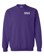 Made In CB White Left Chest and Back Crewneck Sweatshirt - Unisex
