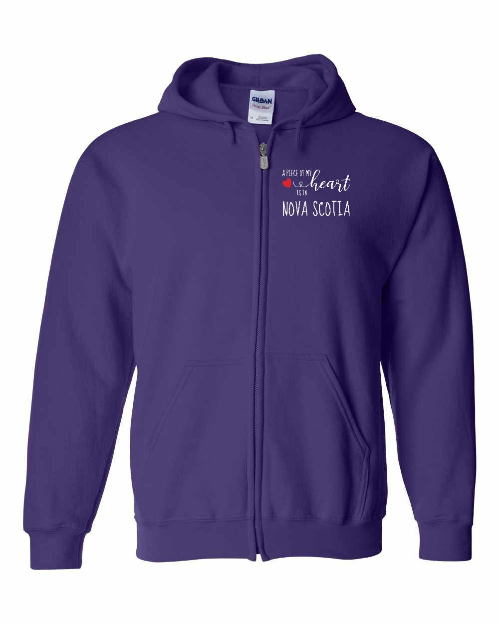 A piece of My heart in NS (Red Heart) Left Chest and Back Zip Hoodie - Unisex