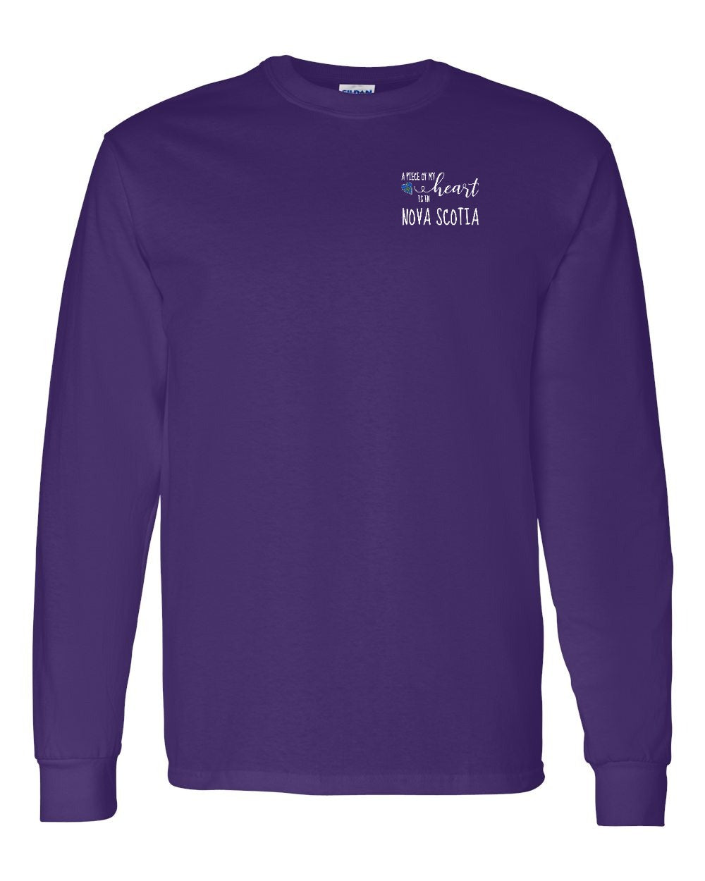 A piece of My heart in Nova Scotia (Tartan Heart) Left Chest Long Sleeve Tee