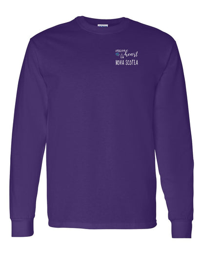 A piece of My heart in Nova Scotia (Tartan Heart) Left Chest Long Sleeve Tee