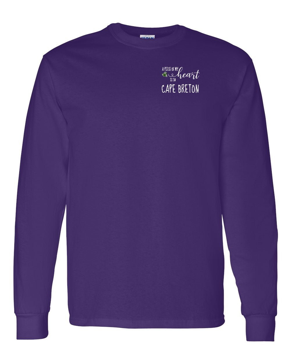 A piece of My heart in Cape Breton (Tartan Heart) Left Chest and Back Long Sleeve Tee