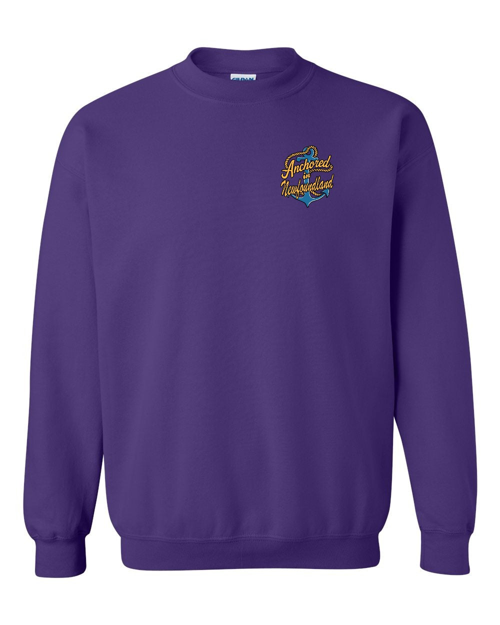 Anchored in NFLD (New Design) Left Chest and Back Crewneck Sweatshirt - Unisex