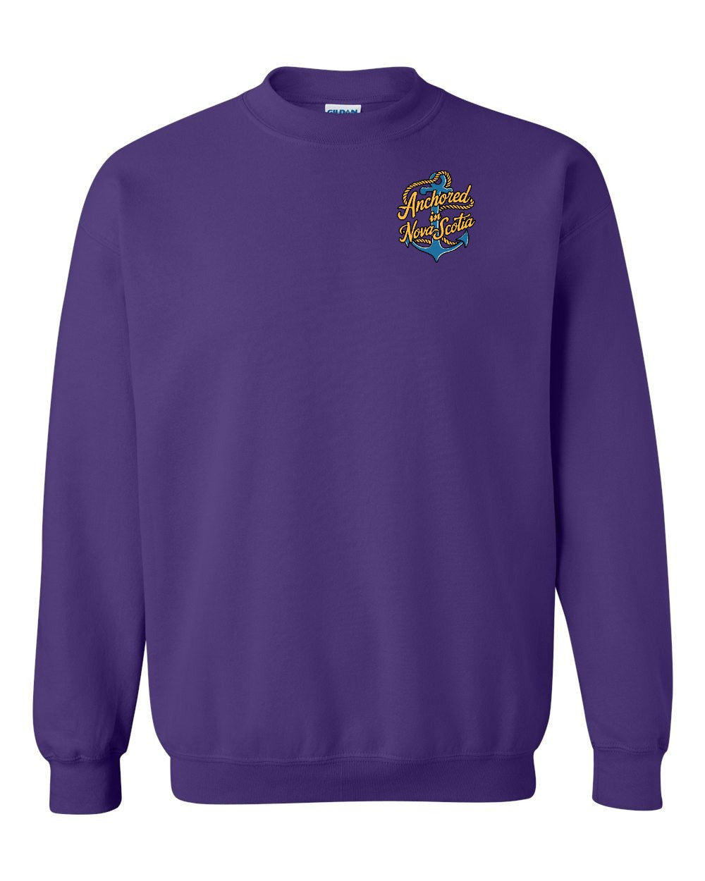 Anchored in Nova Scotia (New Design) Left Chest and Back crew-neck