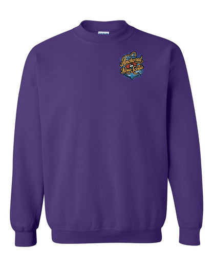 Anchored In Nova Scotia (Old Design) Left Chest and Back crew-neck