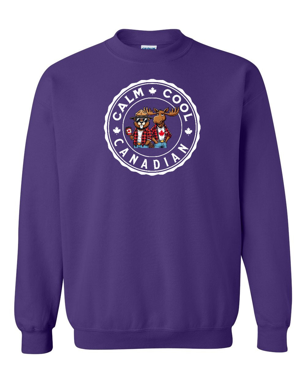 Calm Cool Moose and Beaver Crewneck Sweatshirt - Gildan Canada (sewn Internationally) - Unisex