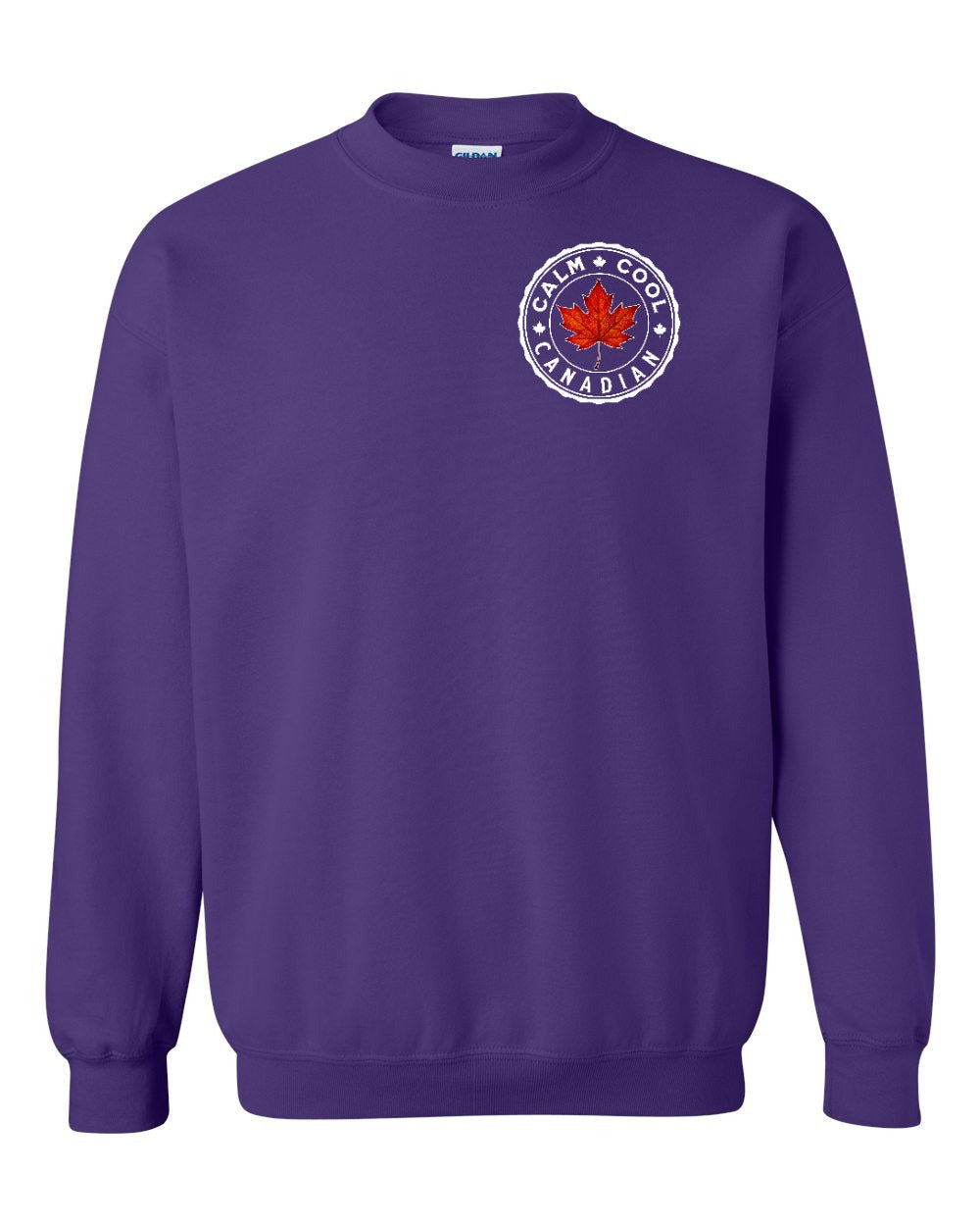 Calm Cool Canadian Leaf Left Chest Crewneck Sweatshirt - Gildan Canada (sewn Internationally) - Unisex