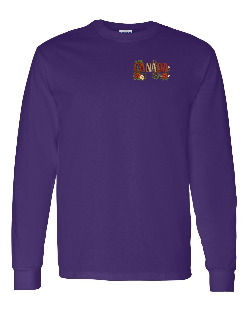 Canada Flowers Left Chest and Back Long Sleeve