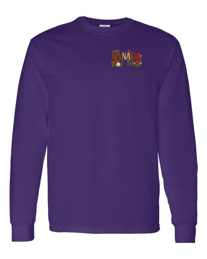 Canada Flowers Left Chest and Back Long Sleeve