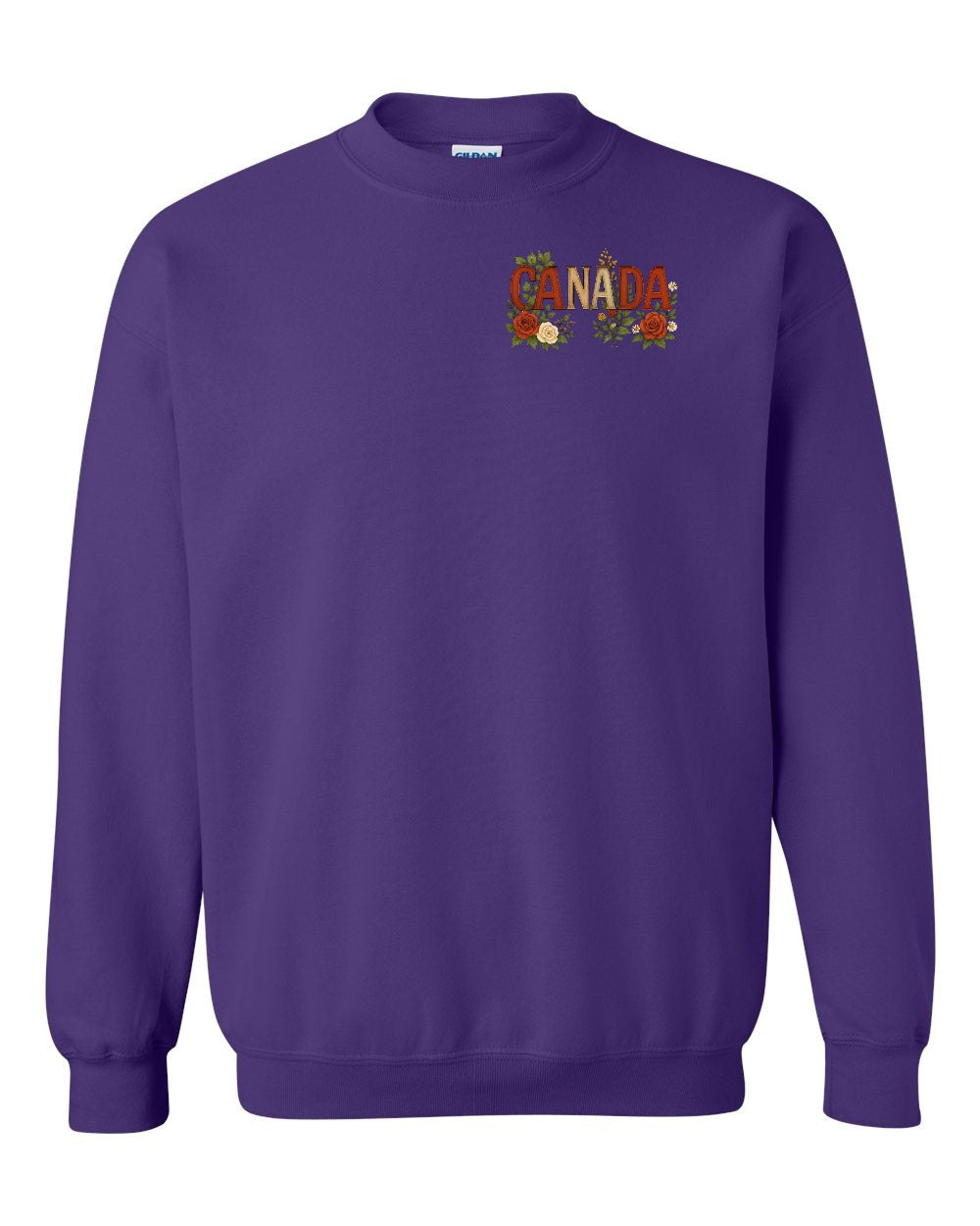 Canada Flowers Left Chest Crewneck Sweatshirt - Gildan Canada (sewn Internationally) - Unisex