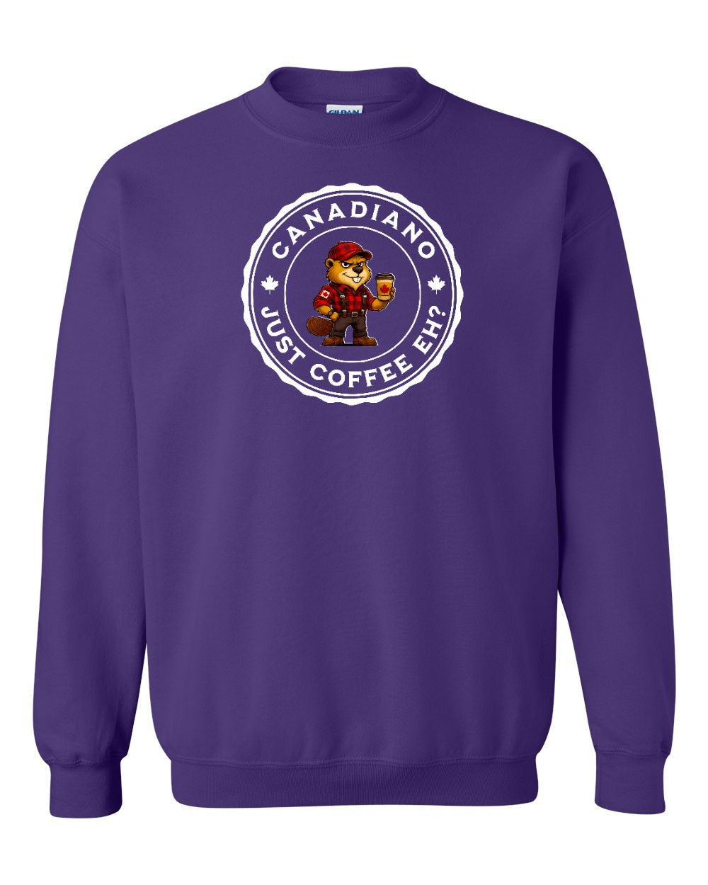 Canadiano just Coffee EH! Male Beaver Full Crewneck