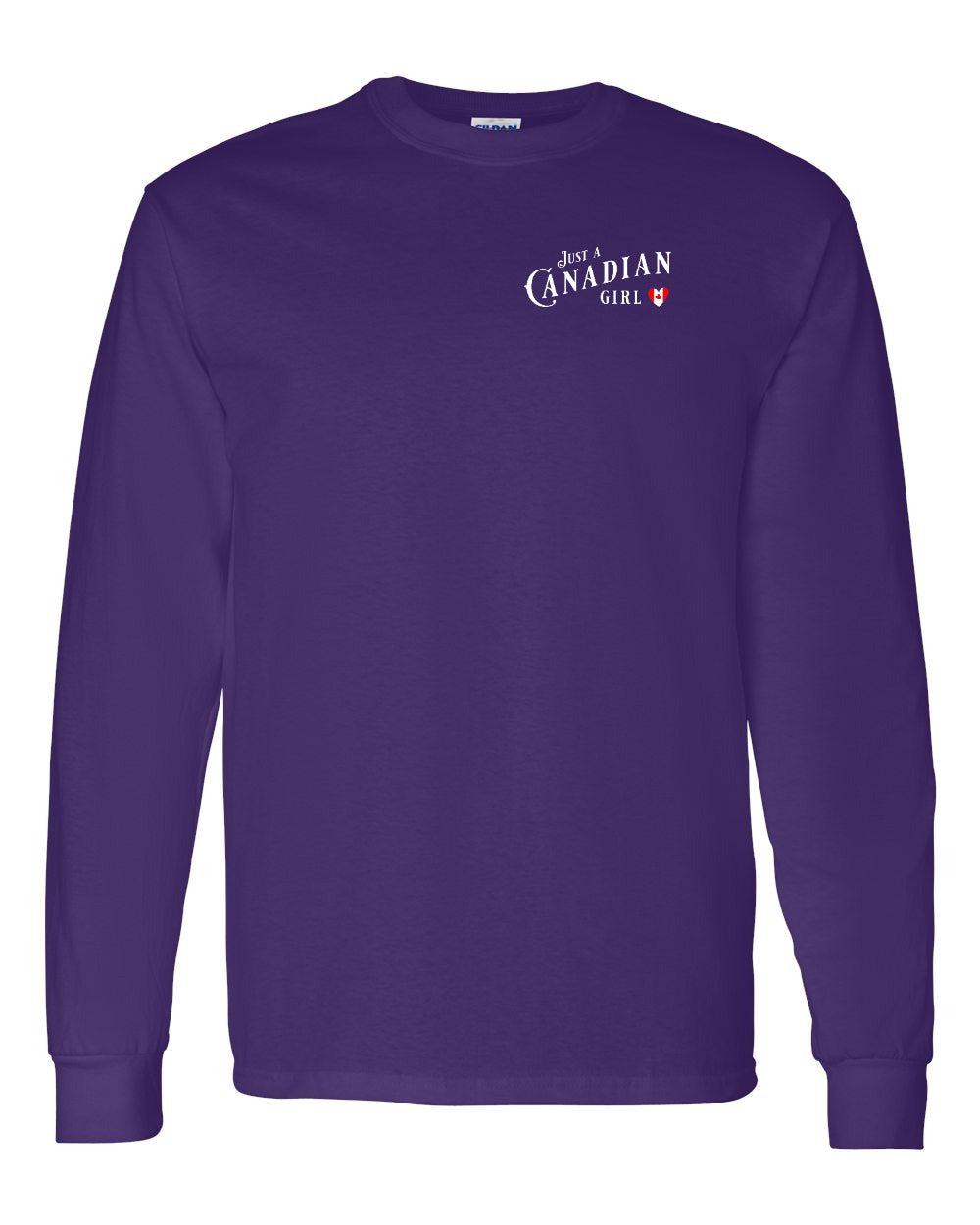 Just A Canadian Girl (Heart Flag) Left Chest Long Sleeve - Gildan Canada (sewn Internationally) - Unisex