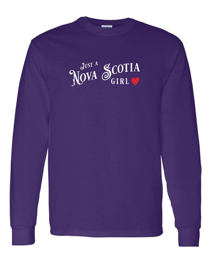 Just a Nova Scotia Girl Red Heart Full Long Sleeve Tee