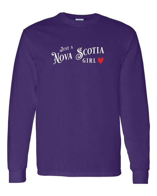 Just a Nova Scotia Girl Red Heart Full Long Sleeve Tee