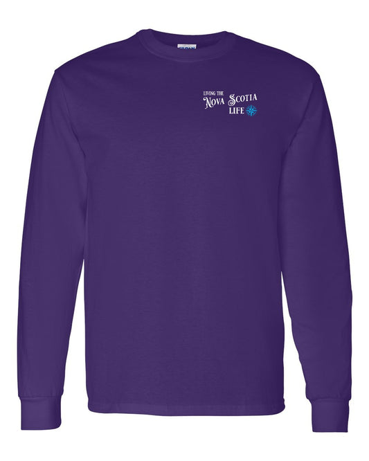 Living the Nova Scotia Life blue Left Chest Long Sleeve Tee