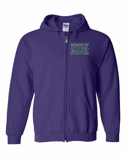 Made In Nova Scotia ( Tartan Lettering) Left Chest zip-hoodie