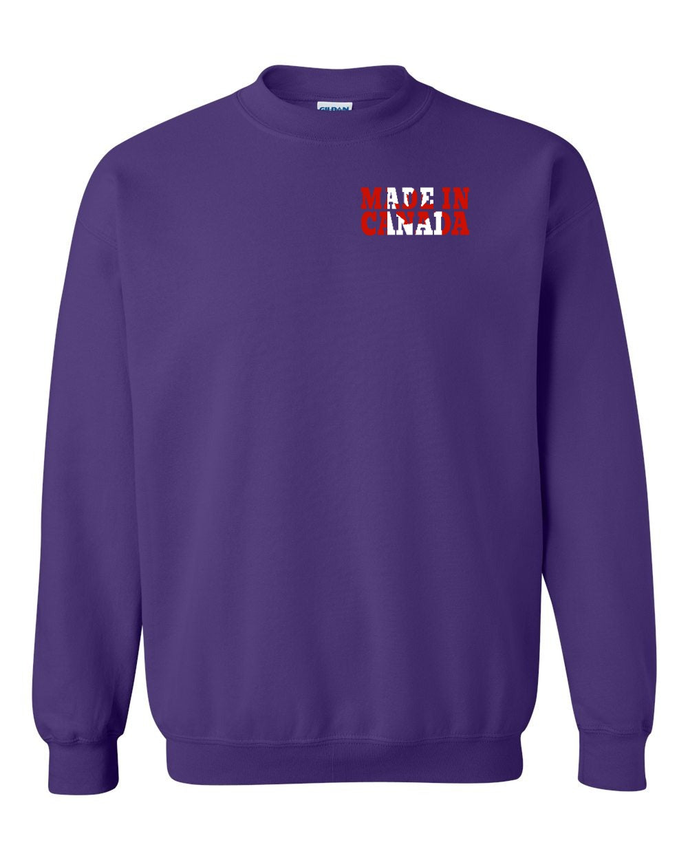 Made in Canada Flag Background Left Chest and Back Crewneck Sweatshirt - Gildan Canada (sewn Internationally) - Unisex