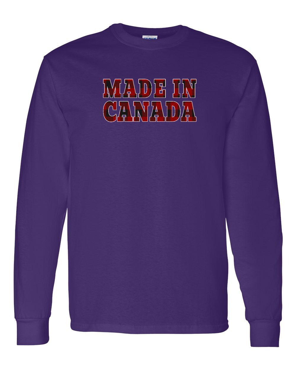Made in Canada Plaid Background Long Sleeve - Gildan Canada (sewn Internationally) - Unisex