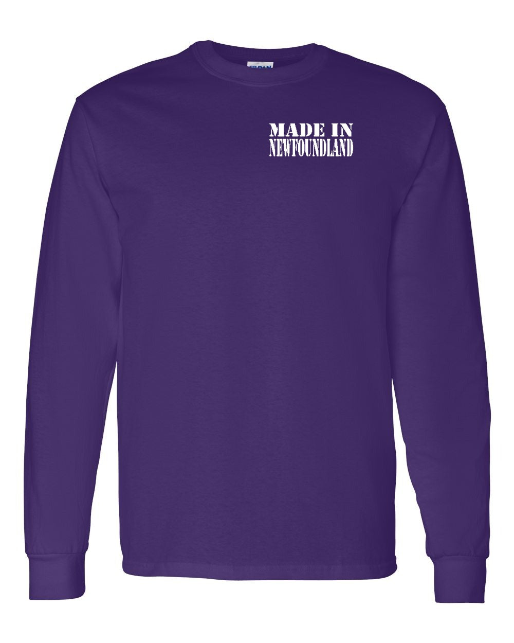 Made In Newfoundland ( White Lettering) Left Chest Long Sleeve