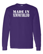 Made In NFLD ( White Lettering) Long Sleeve - Unisex