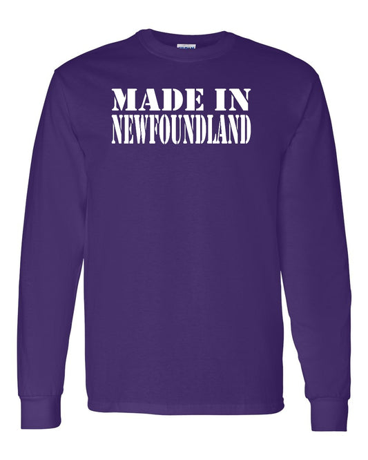 Made In Newfoundland ( White Lettering) Full Long Sleeve