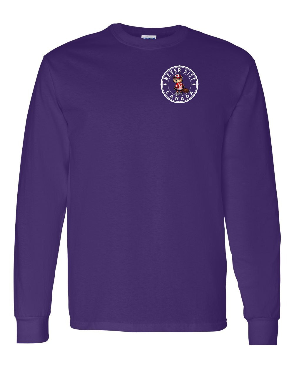 Never 51st Beaver Left Chest and Back Long Sleeve - Gildan Canada (sewn Internationally) - Unisex