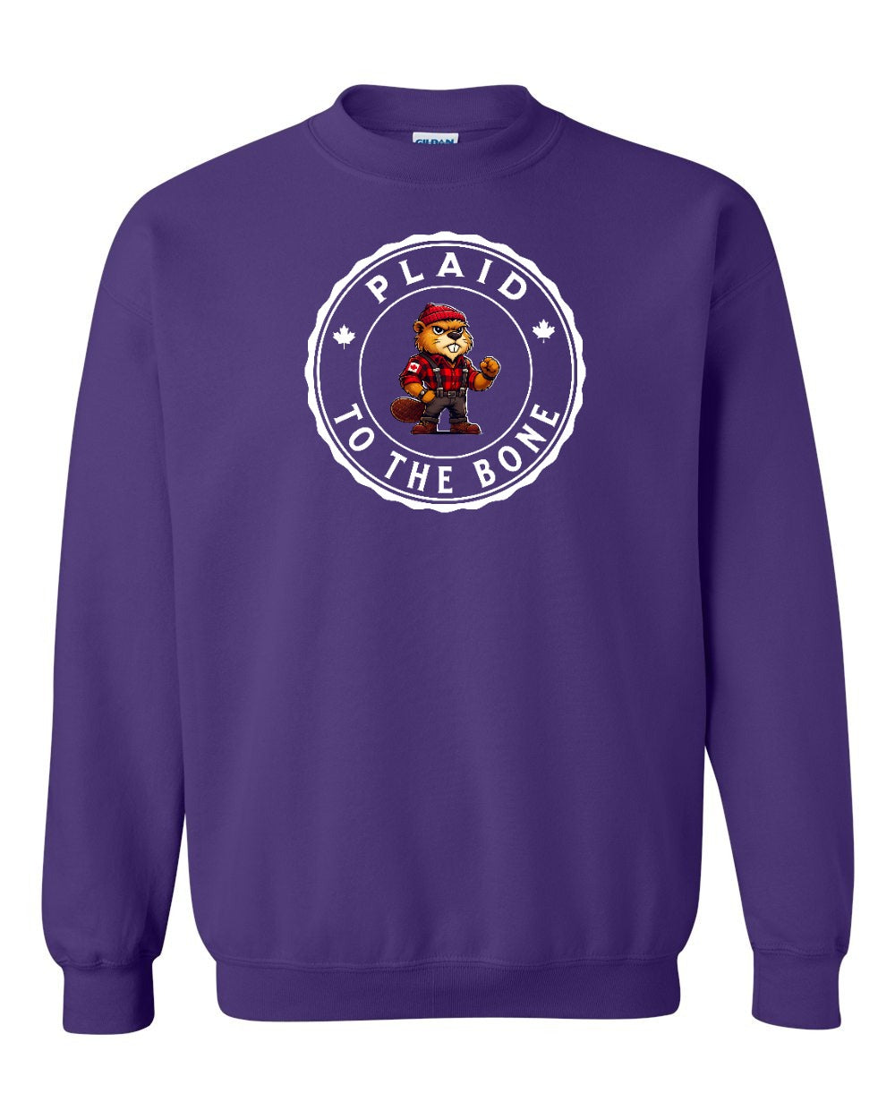 Plaid to the Bone Beaver Crewneck Sweatshirt - Gildan Canada (sewn Internationally) - Unisex