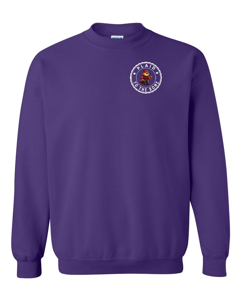 Plaid to the Bone Beaver Left Chest and Back Crewneck Sweatshirt - Gildan Canada (sewn Internationally) - Unisex