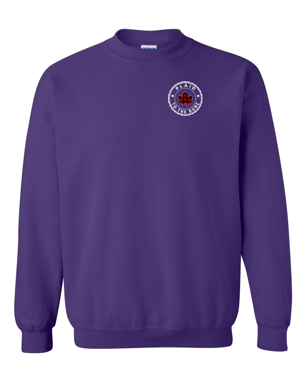 Plaid to the Bone Circle Leaf Left Chest and Back Crewneck