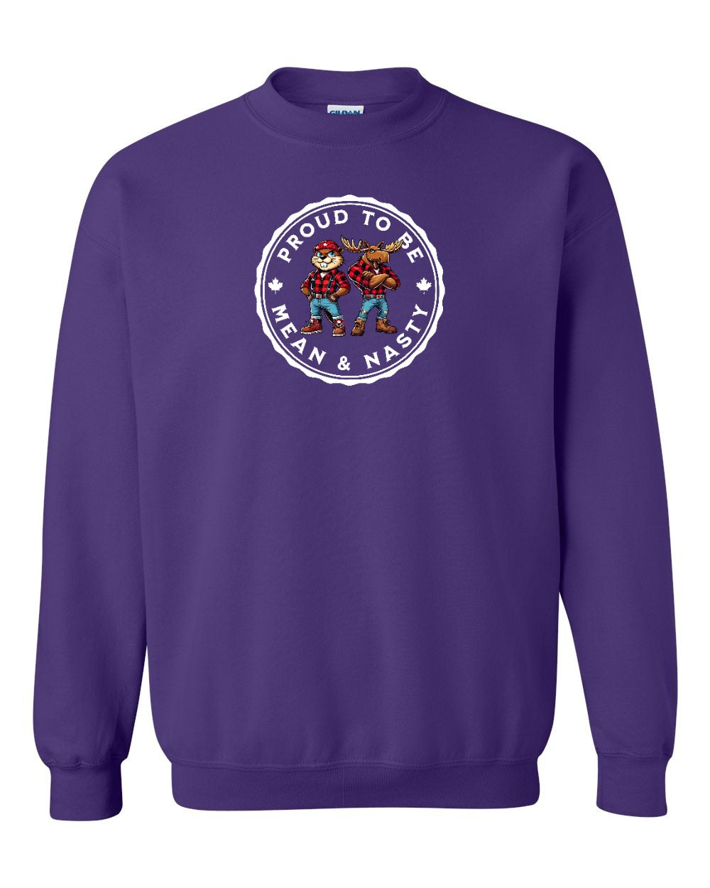 Proud Mean & Nasty Beaver and Moose Crewneck Sweatshirt - Gildan Canada (sewn Internationally) - Unisex