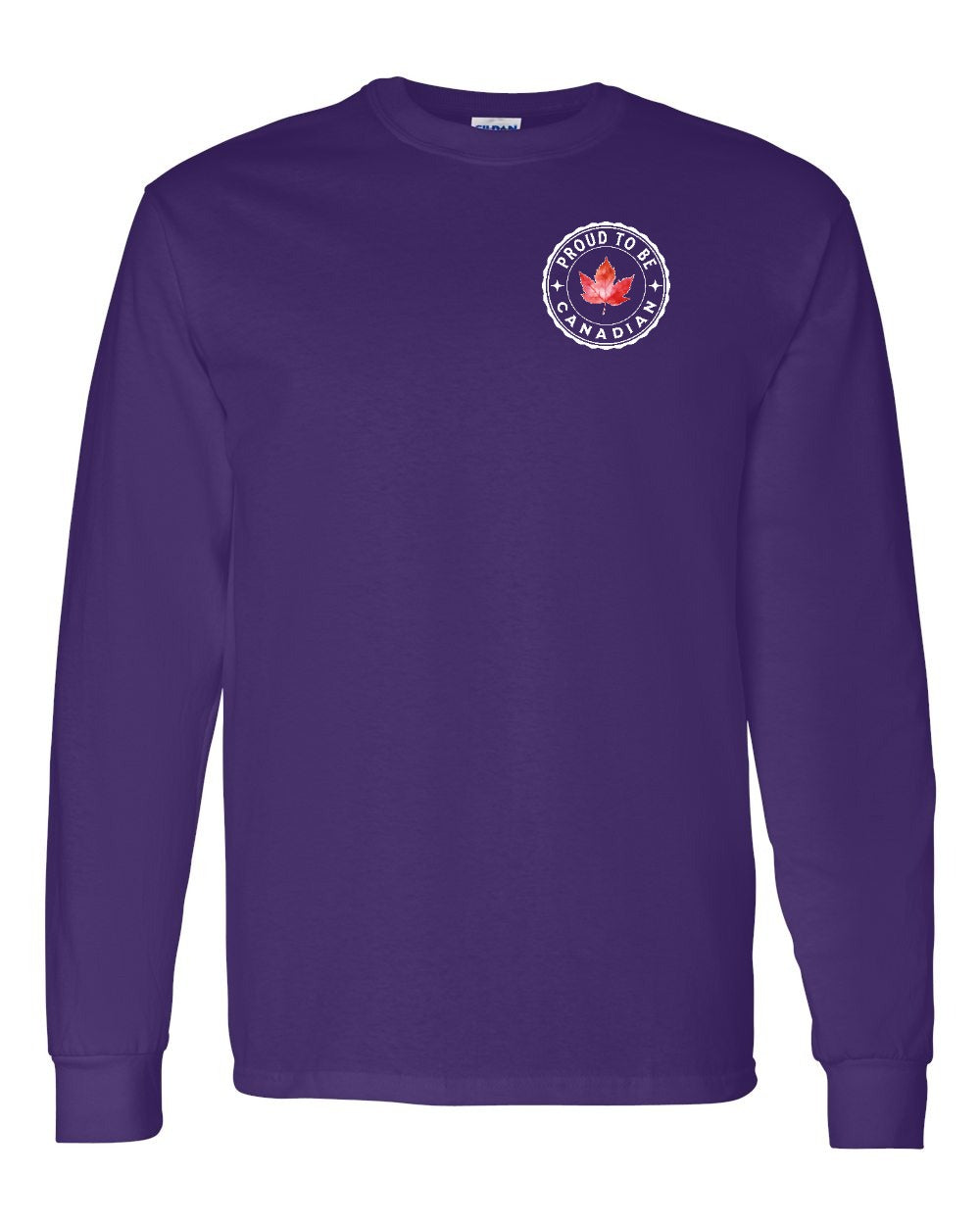 Proud to be Canadian Leaf Left Chest and Back Long Sleeve - Gildan Canada (sewn Internationally) - Unisex