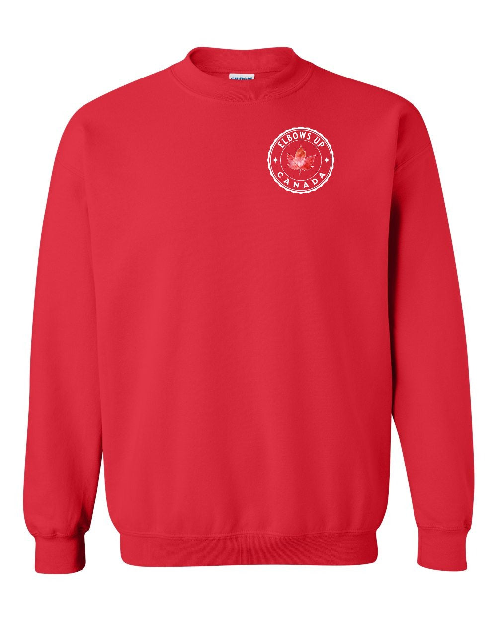 Elbows up Leaf Left Chest Crewneck Sweatshirt - Gildan Canada (sewn Internationally) - Unisex