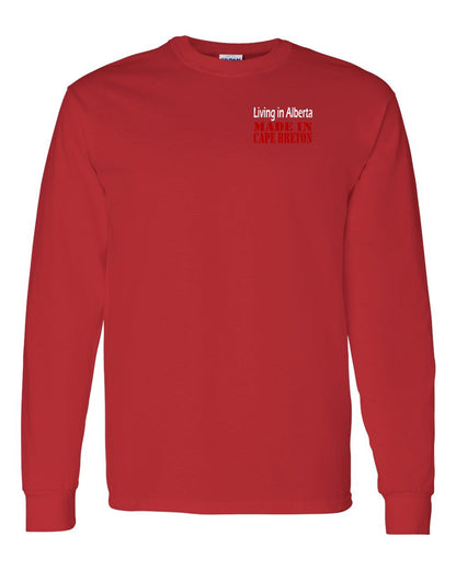 Living Alberta Made in Cape Breton Left Chest and Back Long Sleeve Tee