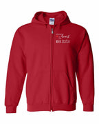 A piece of My heart in NS (Red Heart) Left Chest and Back Zip Hoodie - Unisex
