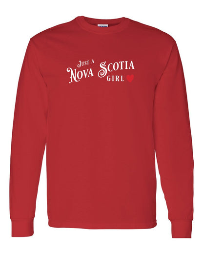 Just a Nova Scotia Girl Red Heart Full Long Sleeve Tee