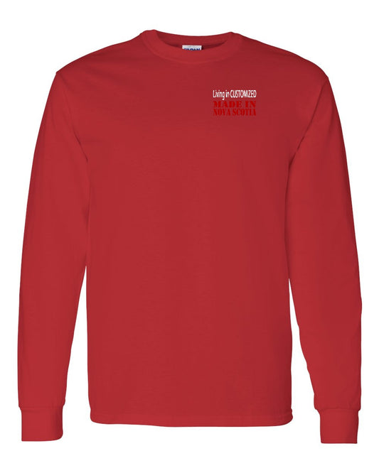 Living in Custom Made in Nova Scotia Left Chest and Back Long Sleeve Tee