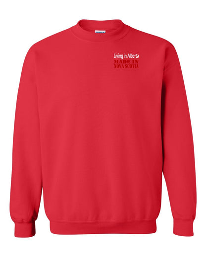 Living Alberta Made in Nova Scotia Left Chest and Back crew-neck
