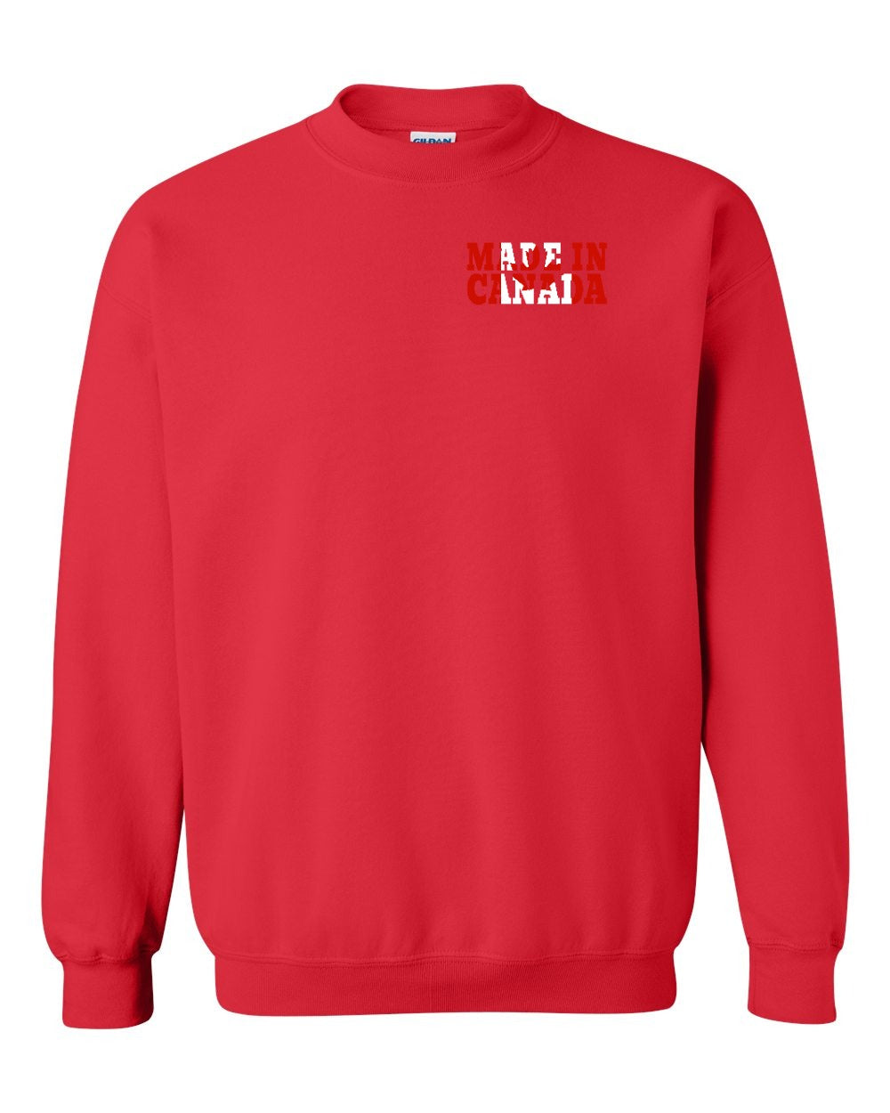 Made in Canada Flag Background Left Chest Crewneck
