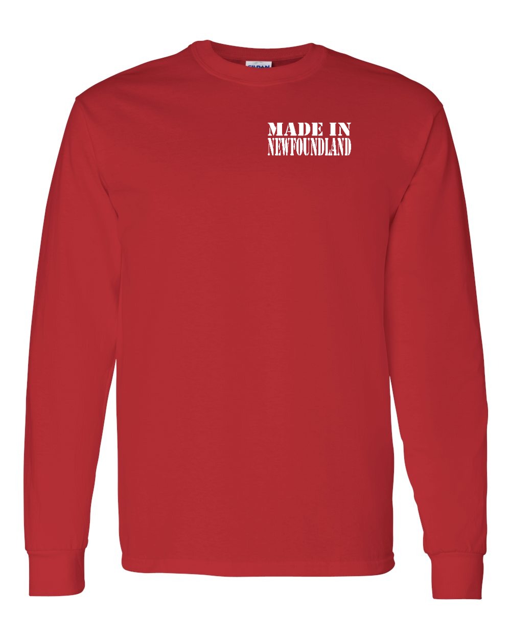 Made In Newfoundland ( White Lettering) Left Chest Long Sleeve
