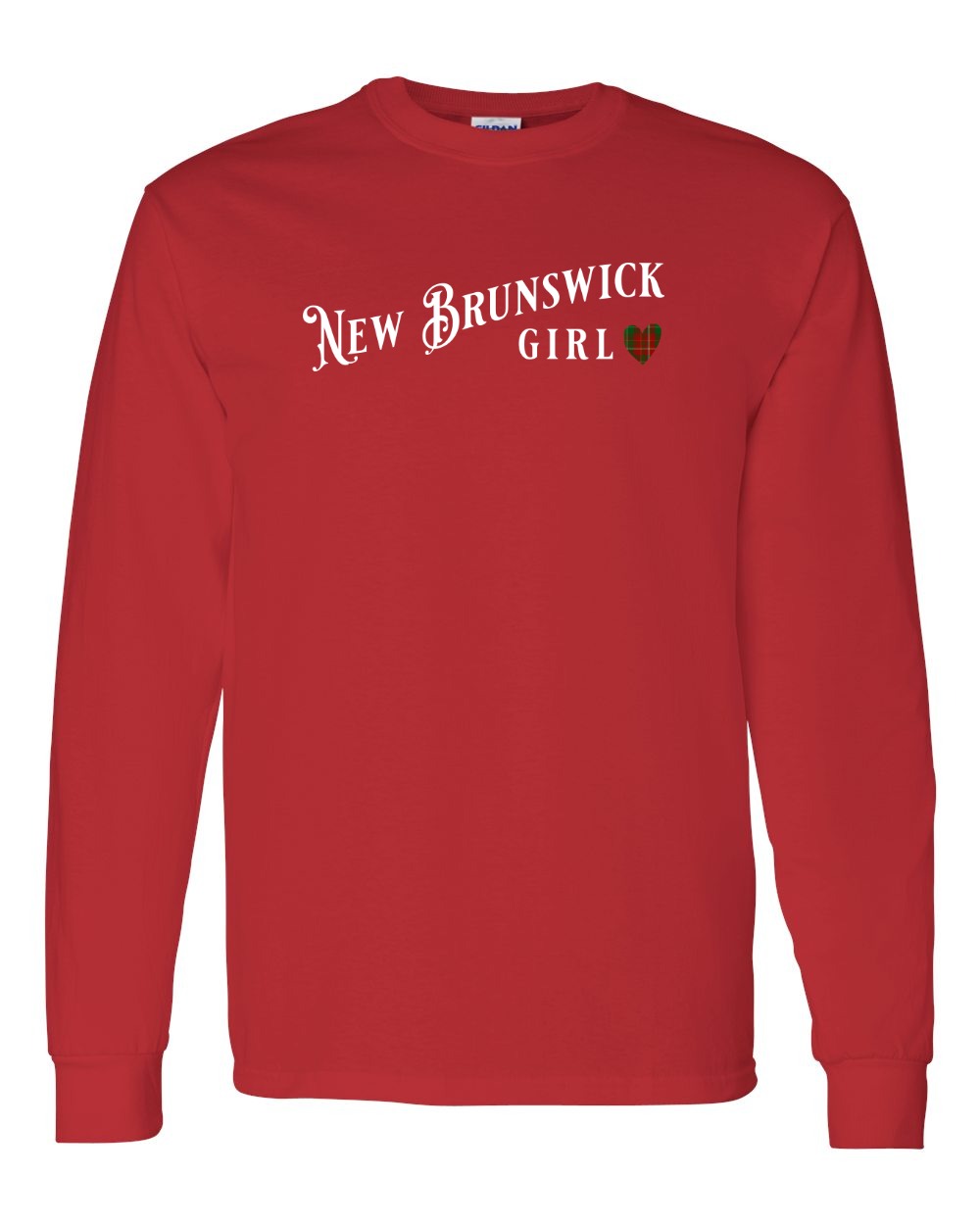 New Brunswick Girl Tartan heart Full Long Sleeve Tee